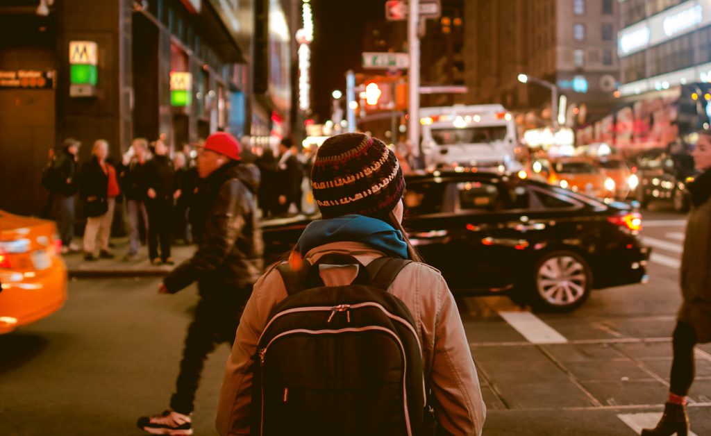 Walking home after a long busy day